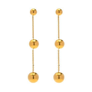 Boucles d'oreilles pendantes en acier inoxydable 18K avec trois perles en métal