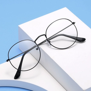 Retro Round Metal Frame Glasses Lightweight Full Frame Literary Optical Eyewear For Men And Women Clear Fashion Lens