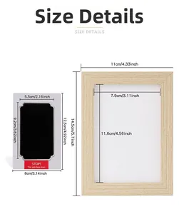 Size details of the pet paw print ink pad and wood frame kit with measurements