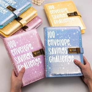 Envelope Savings Challenge Binder PU Leather Budget Planner With Password Lock Money Saving Organizer Loose Leaf