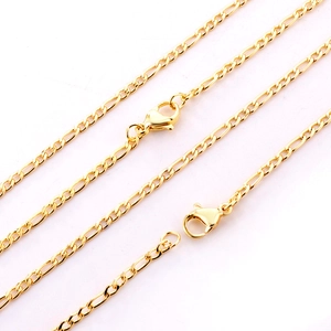 Golden Figaro chain necklace in stainless steel featuring secure lobster clasps