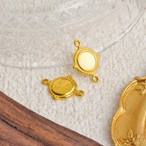 Elegant gold double pendant connectors in 304 stainless steel for luxury jewelry making