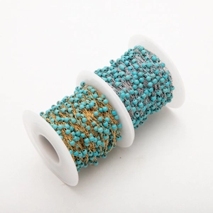 Chaîne À Billes En Pierre Naturelle Acier Inoxydable 304 Plaqué Or 18K Accessoires DIY Pour Bijoux