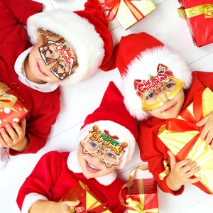 Three festive Christmas party glasses with gingerbread, bells and Merry Christmas motifs