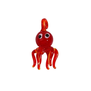 Handmade red glass octopus pendant with detailed tentacles for DIY jewelry making