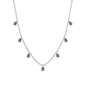925 Sterling Silver Zirconia Necklace Pear Cut Water Drop Pendant Clavicle Chain Fine Jewelry For Women Daily Dating Gift