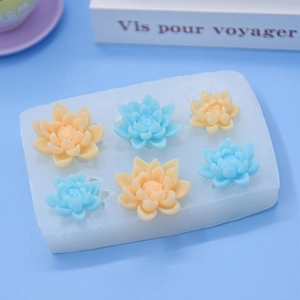 Six-cavity floral silicone mold for DIY lotus cake, chocolate, and resin crafting