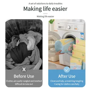 Thickened laundry mesh bag with puppy print protects clothes from tangling in washer