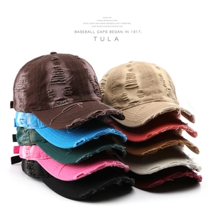 Distressed Washed Cotton Baseball Cap Retro Torn Streetwear Outdoor Sun Protection Adjustable Peaked Hat Unisex Vintage