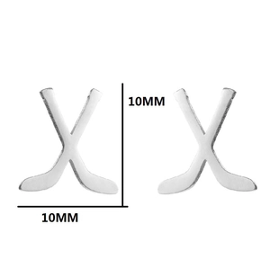 Boucles d'oreilles clous clubs de golf croisés en acier inoxydable poli 10mm