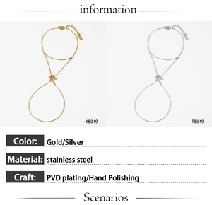 Detailed product specs of gold and silver starfish hand chains made of stainless steel