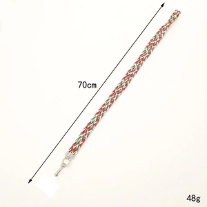 70cm braided crossbody phone lanyard in red green and white wave pattern with metal hook
