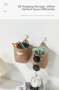 Cotton linen hanging wall storage bag door back pocket organizer for bedroom dorm small items