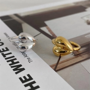 Minimalist 925 sterling silver heart-shaped open rings in gold and silver finishes