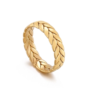 Braided Woven Texture Ring Stainless Steel Wheat Pattern Polished Fashion Trendy Jewelry For Men Women Unisex