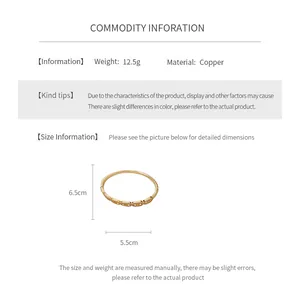 Size chart for the zircon C-buckle bracelet showing dimensions of 6.5cm by 5.5cm