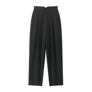 Pantalon Large Taille Haute Pour Femme Sergé De Polyester Élégant Décontracté Pantalon Avec Découpe Dos En V