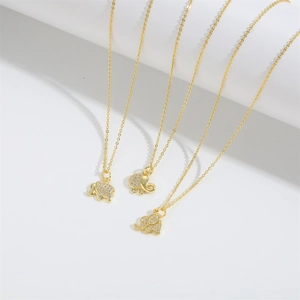 Elegant gold necklace with sparkling zircon-studded elephant pendant for women