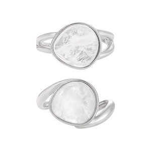 Elegant S925 sterling silver rings set with irregular natural white crystal gemstones