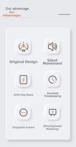 Detail of silent wall clock with anti-fog glass and precise quartz movement technology