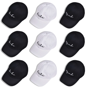 Set of 9 baseball caps with Babe Bride Squad embroidery for bridal parties