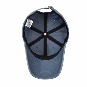 Adjustable washed cotton baseball cap in blue-grey with interior details and sweatband