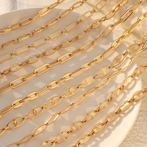 Chic 18K gold plated titanium steel chain necklace set with diverse geometric patterns