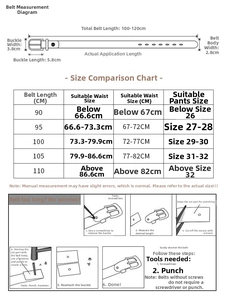 Guide des tailles pour ceinture dorée avec mesures et étapes de réglage de longueur