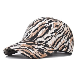 Tiger Print Baseball Cap Tier Muster Verstellbar Baumwolle Polyester Outdoor Sonnenschutz Gebogener Rand Streetwear Hut