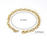 18K gold plated stainless steel chunky oval link chain bracelet with lobster clasp