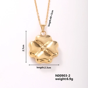 Detailed size specifications for the minimalist hollow heart stainless steel pendant
