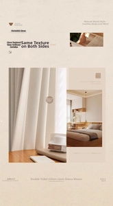 Detail of woven linen fabric with double-sided texture for modern beige curtains