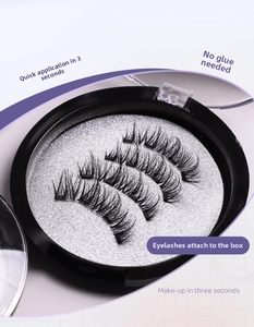 Magnetic eyelashes set with dual pairs in a glittery storage case for glue-free wear