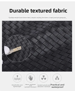 Detail of waterproof woven leather texture with anti-scratch and wear-resistant finish