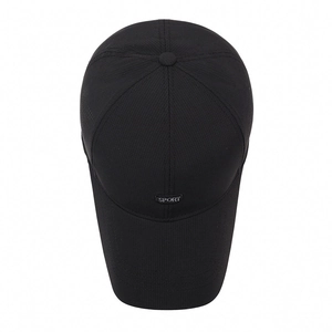 Classic black sport baseball cap with SPORT logo made of quick-dry polyester fabric