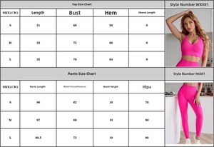 Guida alle taglie per set yoga due pezzi con reggiseno sportivo e leggings alti