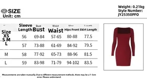 Guida alle taglie con misure in cm per abito corto attillato con scollo quadrato