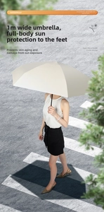 Detail view of a 1m diameter beige sun umbrella with waterproof fabric and UV protection