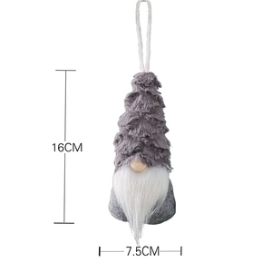Handmade grey Christmas gnome hanging decoration with 16cm height and 7.5cm width display