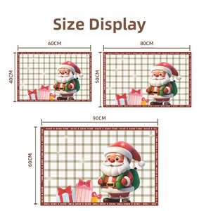 Dimensional display of three available sizes for the Santa Claus Christmas doormat