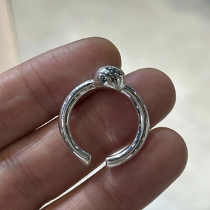 Minimalist 925 sterling silver open ring featuring a smooth polished silver ball accent