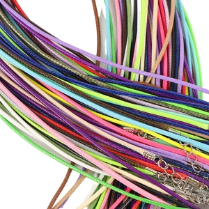Colorful wax cord necklace strings with secure metal lobster clasps and extension chains