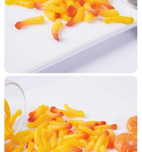 Detailed view of realistic miniature tempura shrimp tails for DIY craft food models