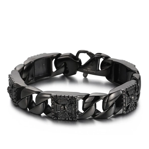 Gothic matte black stainless steel pharaoh skull bracelet for men in 316L quality