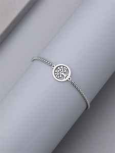 Bracelet ajustable pour homme motif arbre de vie en acier inoxydable avec chaîne box