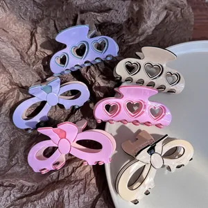 Macaron color acetate heart hair claws and bow shark clips for elegant updos