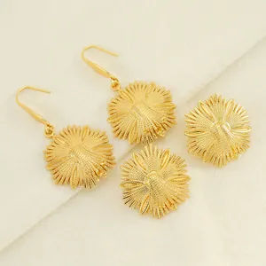 Flower Sunflower Stud And Drop Earrings 18K Gold Plated Stainless Steel Vintage Aesthetic Elegant Jewelry For Women