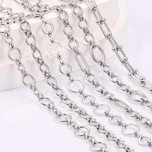 Polished silver stainless steel chain assortment for DIY jewelry making designs