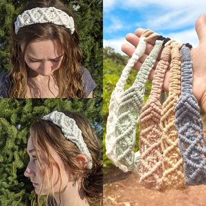 Handmade Woven Macrame Headband Bohemian Cotton Rope Elastic Hairband For Women Nordic Style Accessory