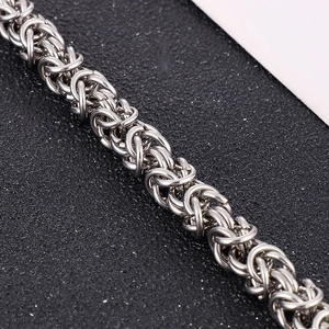 Bracelet tête de dragon rétro en acier inoxydable avec chaîne à maillons tressés pour homme